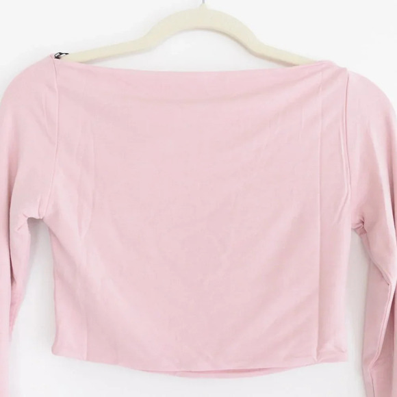 SER.O.YA ELLIS Pastel Pink Crop Top Long Sleeve Shirt Balletcore Top M - Picture 9 of 9
